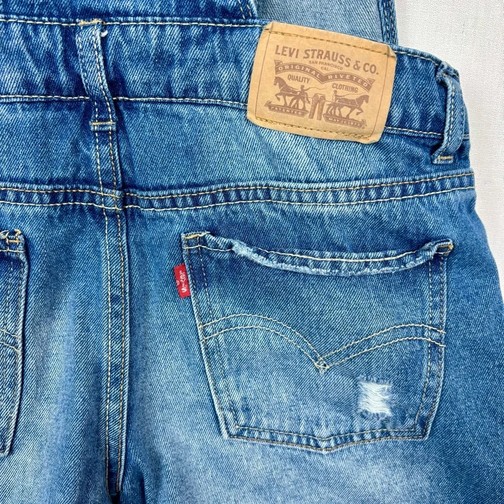 Levi's Light‎ Blue Denim Shortall Girls 16 Hand crafted Appliqué Owl on Bib